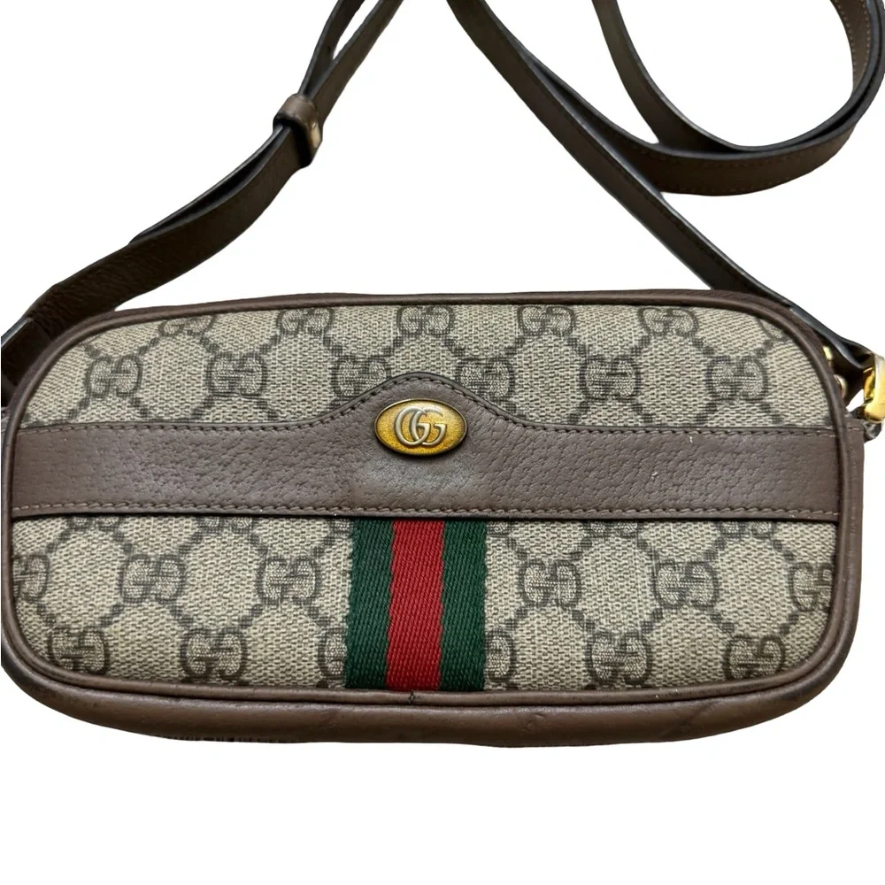 Gucci Mini Supreme Ophidia GG Canvas Crossbody Bag with Web Stripe - Picture 4 of 14